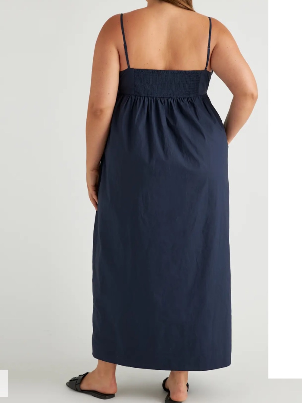 Quince Navy Blue Maxi Dress with Spaghetti Straps Size L - Picture 2 of 13